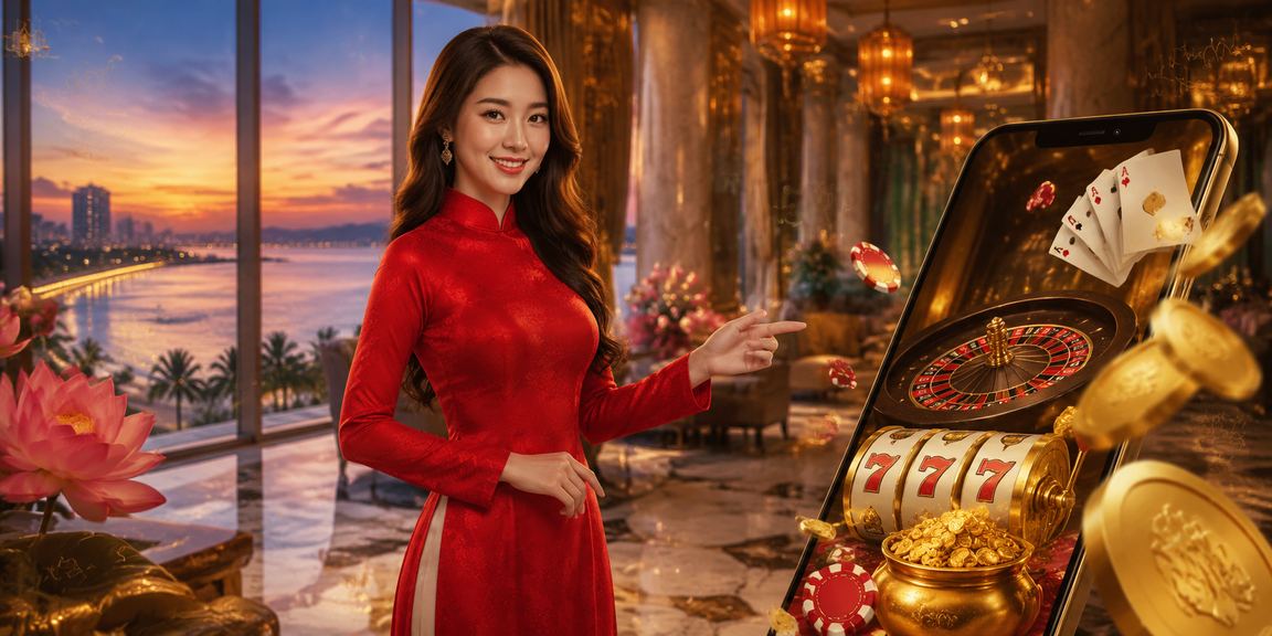 Người dùng xsthu2 trải nghiệm casino trên di động tại Đà Nẵng với trang phục áo dài
