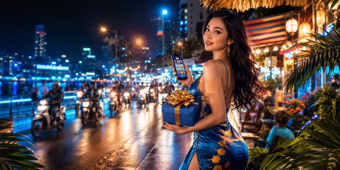 Người chơi trải nghiệm slot game tại chợ đêm Hà Nội trên điện thoại